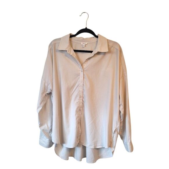 Splendid X CellaJaneBlog Women's Oatmeal Over Sized Button Down Shirt Size M - Picture 1 of 6